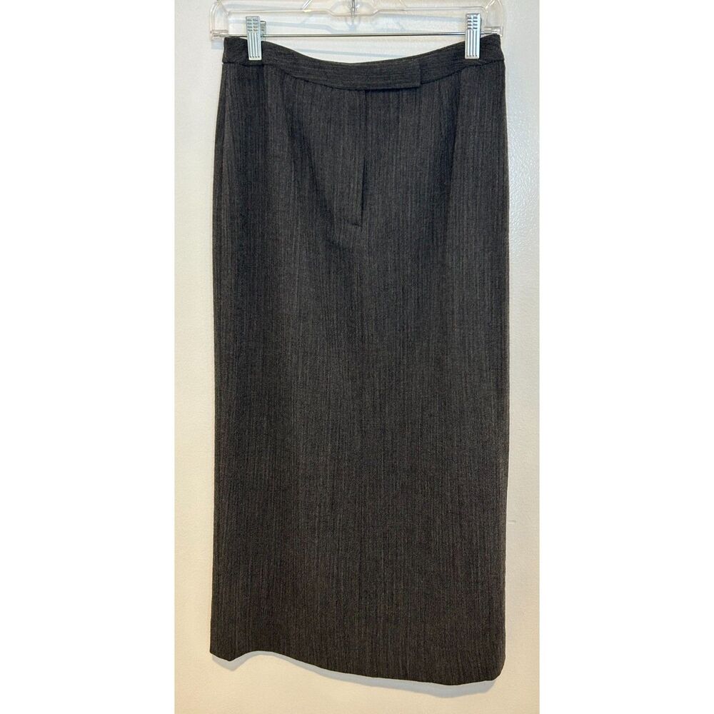 Lauren Ralph Lauren Brown Herringbone Wool Maxi Skirt Y2K Office Siren 4